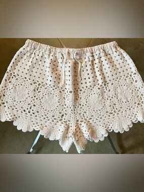 Hobie Crochet Drawstring Women’s Cream Shorts/Swim Cover Up/Festival